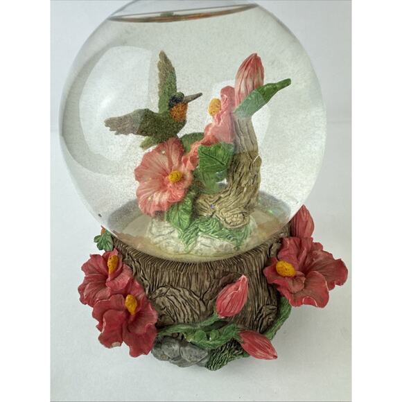 Hummingbird Water Globe San Francisco Music Box Hibiscus Wind Beneath My Wings - Picture 3 of 11